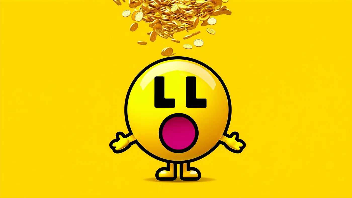The LOL face catching falling coins